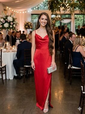 Nasty Gal Red Satin Slip Dress